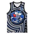 Geelong Cats Basketball Jersey Indigenous Monochrome Dot Art Mascot Style