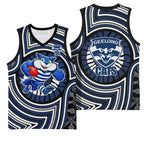 Geelong Cats Basketball Jersey Indigenous Monochrome Dot Art Mascot Style