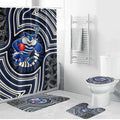Geelong Cats Bathroom Set Indigenous Monochrome Dot Art Mascot Style