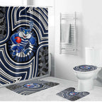Geelong Cats Bathroom Set Indigenous Monochrome Dot Art Mascot Style