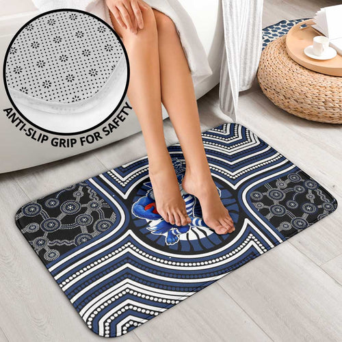 Geelong Cats Bathroom Set Indigenous Monochrome Dot Art Mascot Style