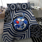 Geelong Cats Bedding Set Indigenous Monochrome Dot Art Mascot Style
