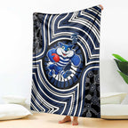 Geelong Cats Blanket Indigenous Monochrome Dot Art Mascot Style