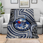 Geelong Cats Blanket Indigenous Monochrome Dot Art Mascot Style