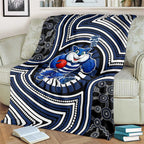 Geelong Cats Blanket Indigenous Monochrome Dot Art Mascot Style