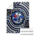 Geelong Cats Blanket Indigenous Monochrome Dot Art Mascot Style