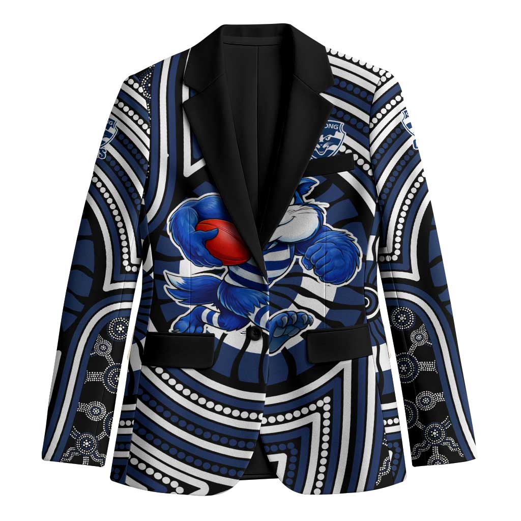 Geelong Cats Blazer Indigenous Monochrome Dot Art Mascot Style