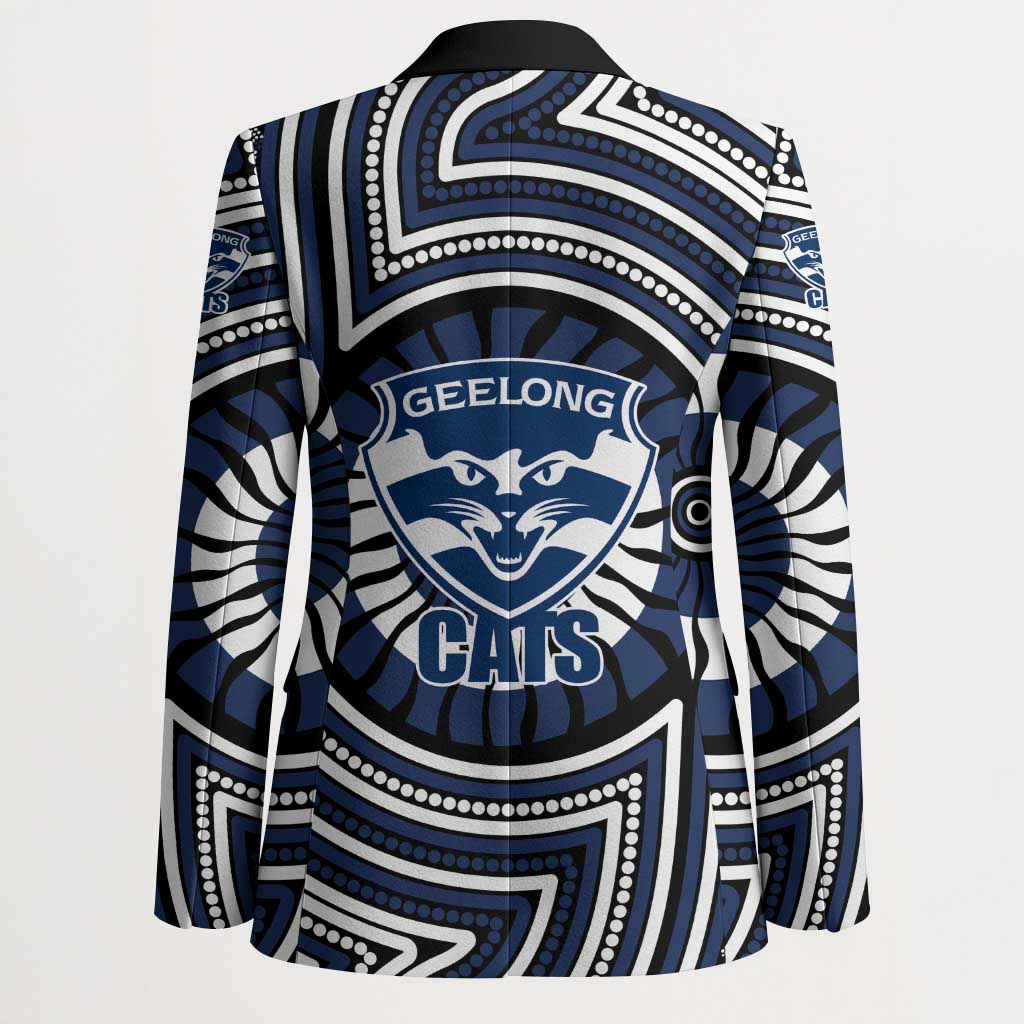 Geelong Cats Blazer Indigenous Monochrome Dot Art Mascot Style