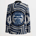 Geelong Cats Blazer Indigenous Monochrome Dot Art Mascot Style