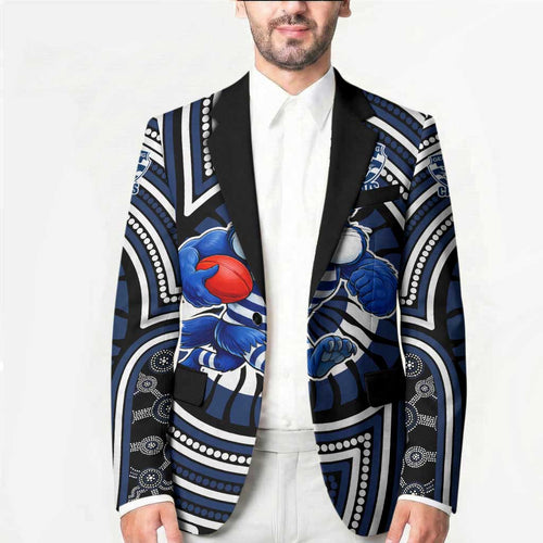 Geelong Cats Blazer Indigenous Monochrome Dot Art Mascot Style