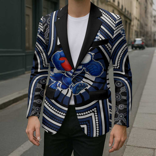 Geelong Cats Blazer Indigenous Monochrome Dot Art Mascot Style