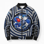 Geelong Cats Bomber Puffer Jacket Indigenous Monochrome Dot Art Mascot Style