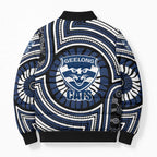 Geelong Cats Bomber Puffer Jacket Indigenous Monochrome Dot Art Mascot Style