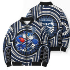 Geelong Cats Bomber Puffer Jacket Indigenous Monochrome Dot Art Mascot Style