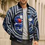Geelong Cats Bomber Puffer Jacket Indigenous Monochrome Dot Art Mascot Style