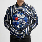 Geelong Cats Bomber Puffer Jacket Indigenous Monochrome Dot Art Mascot Style