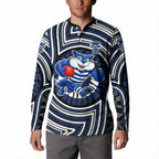 Geelong Cats Button Sweatshirt Indigenous Monochrome Dot Art Mascot Style