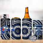 Geelong Cats 4 in 1 Can Cooler Tumbler Indigenous Monochrome Dot Art Mascot Style