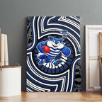 Geelong Cats Canvas Wall Art Indigenous Monochrome Dot Art Mascot Style