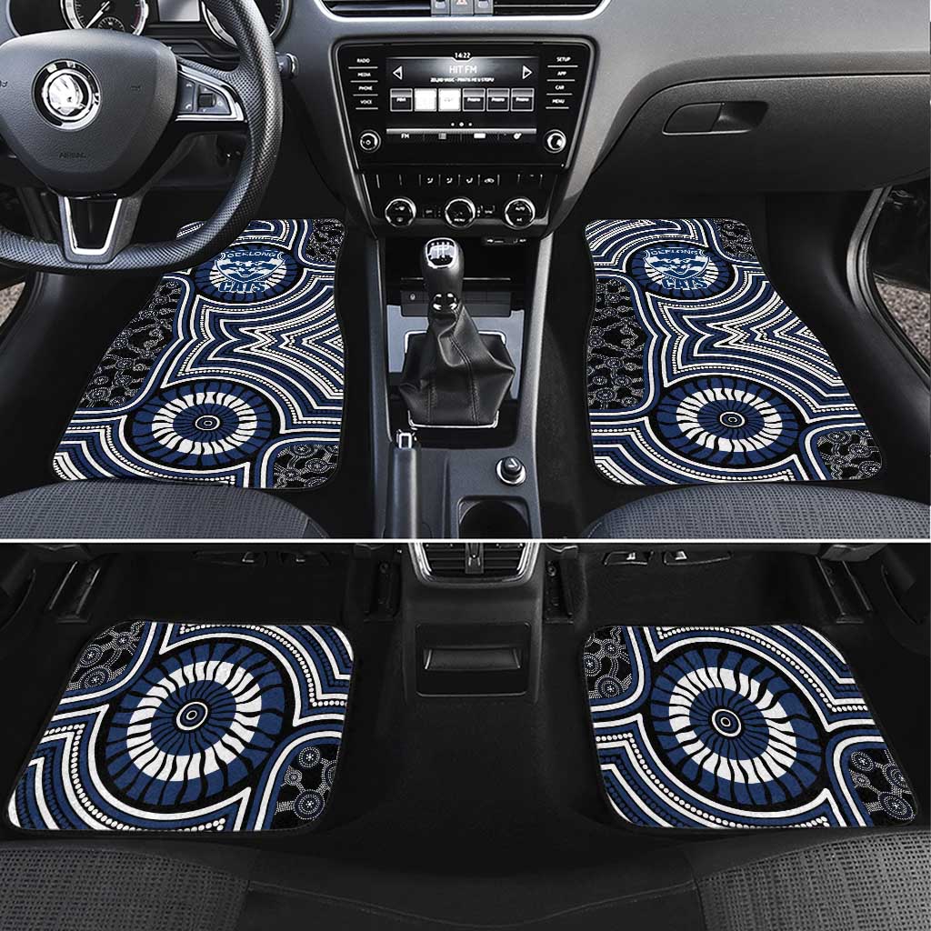 Geelong Cats Car Mats Indigenous Monochrome Dot Art Mascot Style
