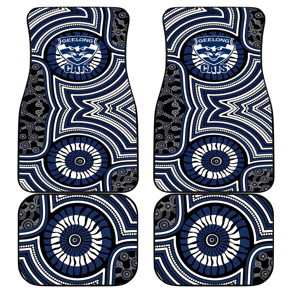 Geelong Cats Car Mats Indigenous Monochrome Dot Art Mascot Style