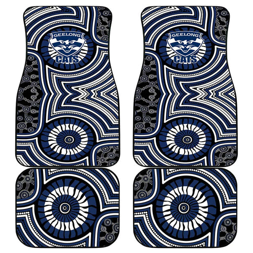 Geelong Cats Car Mats Indigenous Monochrome Dot Art Mascot Style