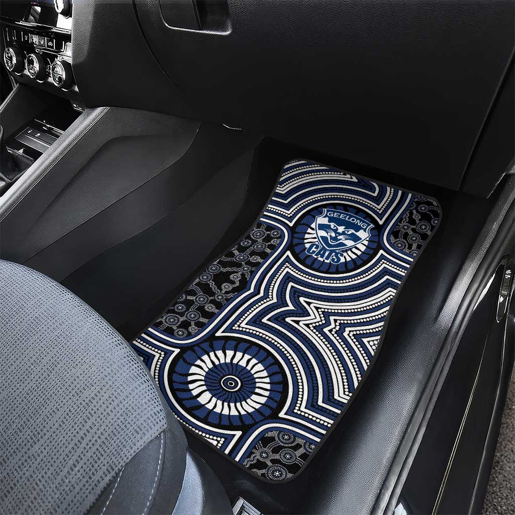 Geelong Cats Car Mats Indigenous Monochrome Dot Art Mascot Style