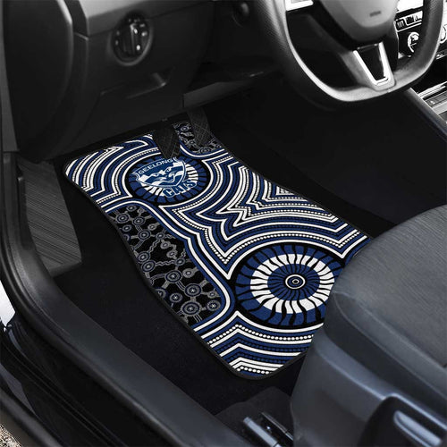 Geelong Cats Car Mats Indigenous Monochrome Dot Art Mascot Style