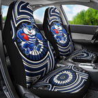 Geelong Cats Car Seat Cover Indigenous Monochrome Dot Art Mascot Style