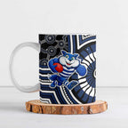 Geelong Cats Ceramic Mug Indigenous Monochrome Dot Art Mascot Style