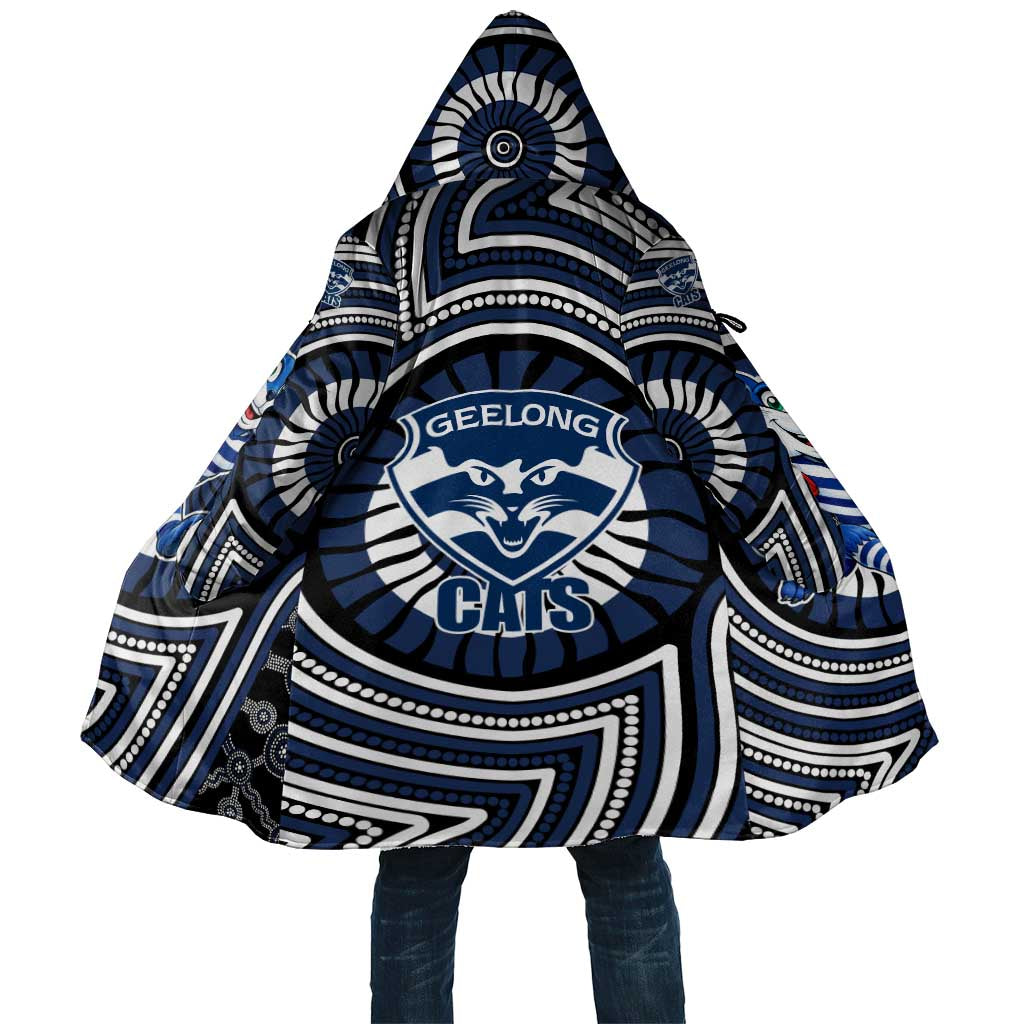 Geelong Cats Cloak Indigenous Monochrome Dot Art Mascot Style