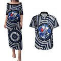 Geelong Cats Couples Matching Puletasi and Hawaiian Shirt Indigenous Monochrome Dot Art Mascot Style
