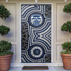 Geelong Cats Door Cover Indigenous Monochrome Dot Art Mascot Style