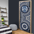 Geelong Cats Door Cover Indigenous Monochrome Dot Art Mascot Style