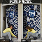 Geelong Cats Door Cover Indigenous Monochrome Dot Art Mascot Style