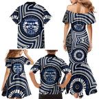 Geelong Cats Family Matching Mermaid Dress and Hawaiian Shirt Indigenous Monochrome Dot Art Mascot Style