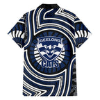 Geelong Cats Family Matching Mermaid Dress and Hawaiian Shirt Indigenous Monochrome Dot Art Mascot Style