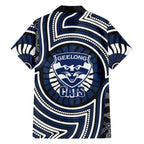 Geelong Cats Family Matching Puletasi and Hawaiian Shirt Indigenous Monochrome Dot Art Mascot Style