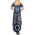Geelong Cats Family Matching Summer Maxi Dress and Hawaiian Shirt Indigenous Monochrome Dot Art Mascot Style