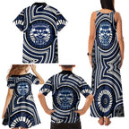Geelong Cats Family Matching Tank Maxi Dress and Hawaiian Shirt Indigenous Monochrome Dot Art Mascot Style