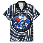 Geelong Cats Hawaiian Shirt Indigenous Monochrome Dot Art Mascot Style