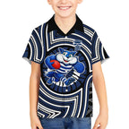 Geelong Cats Hawaiian Shirt Indigenous Monochrome Dot Art Mascot Style