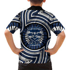 Geelong Cats Hawaiian Shirt Indigenous Monochrome Dot Art Mascot Style