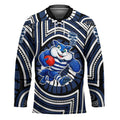 Geelong Cats Hockey Jersey Indigenous Monochrome Dot Art Mascot Style