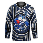 Geelong Cats Hockey Jersey Indigenous Monochrome Dot Art Mascot Style
