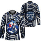 Geelong Cats Hockey Jersey Indigenous Monochrome Dot Art Mascot Style