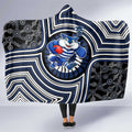 Geelong Cats Hooded Blanket Indigenous Monochrome Dot Art Mascot Style