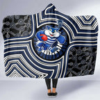 Geelong Cats Hooded Blanket Indigenous Monochrome Dot Art Mascot Style