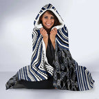Geelong Cats Hooded Blanket Indigenous Monochrome Dot Art Mascot Style