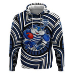 Geelong Cats Hoodie Indigenous Monochrome Dot Art Mascot Style
